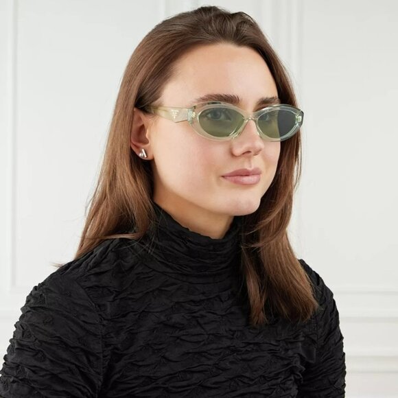 BRAND NEW Prada PR26ZS 14R20E Transparent Mint Green Oval Women Sunglasses - Picture 10 of 13